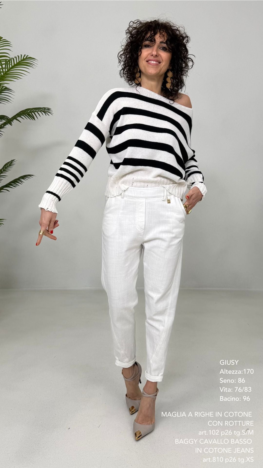MAGLIA A RIGHE IN COTONE CON ROTTURE