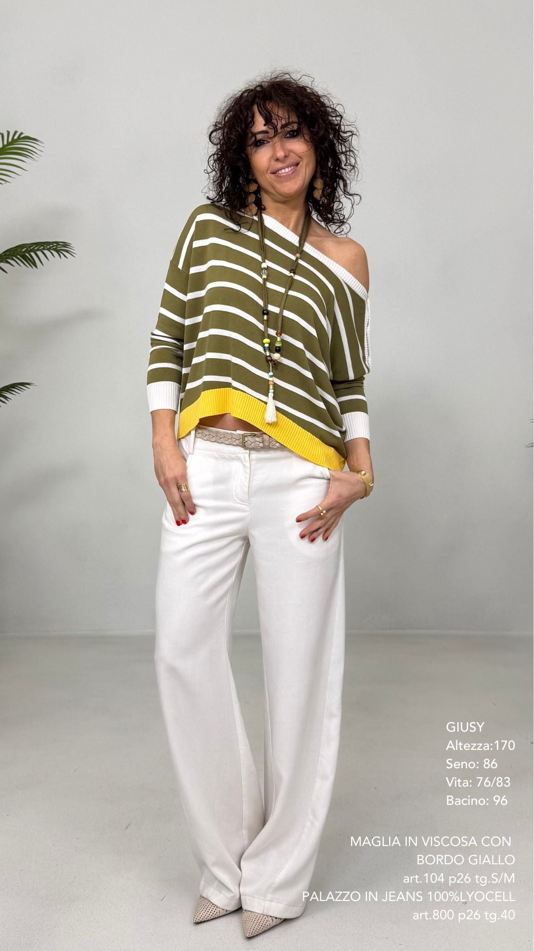 MAGLIA IN VISCOSA CON BORDO GIALLO