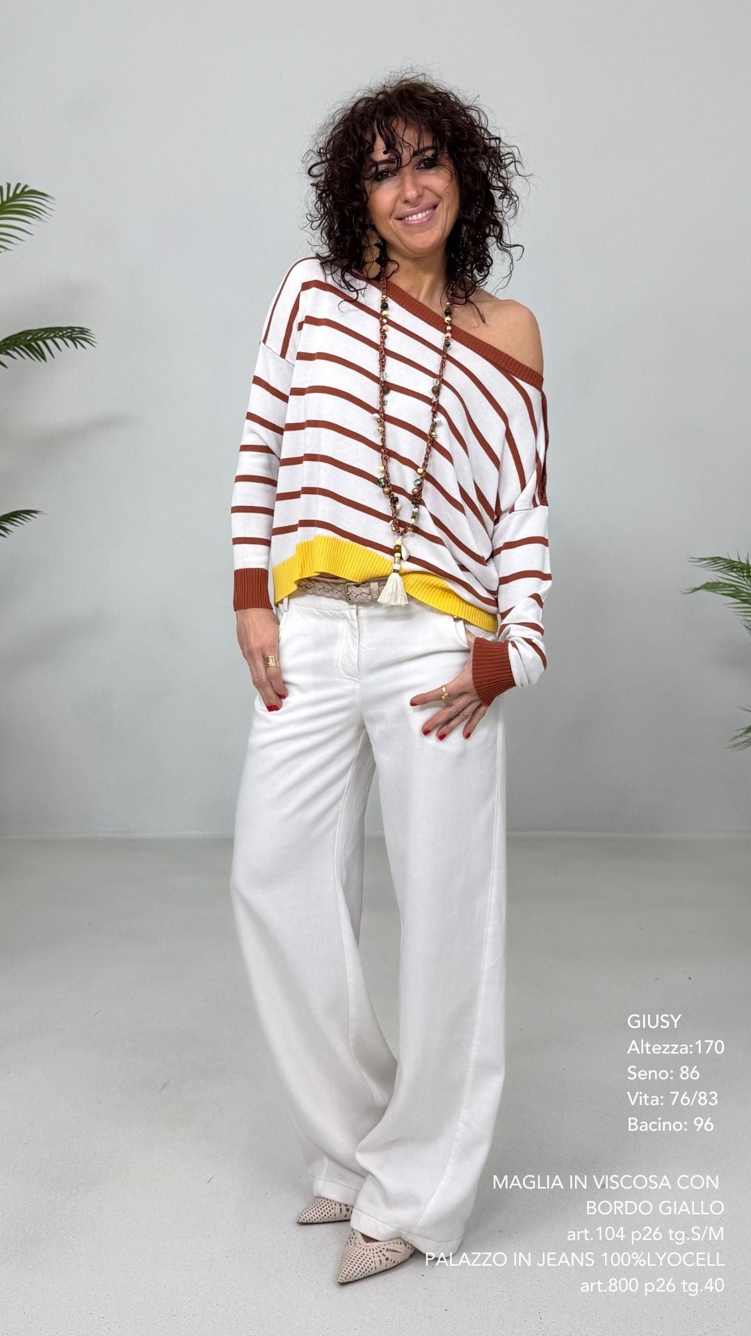 MAGLIA IN VISCOSA CON BORDO GIALLO