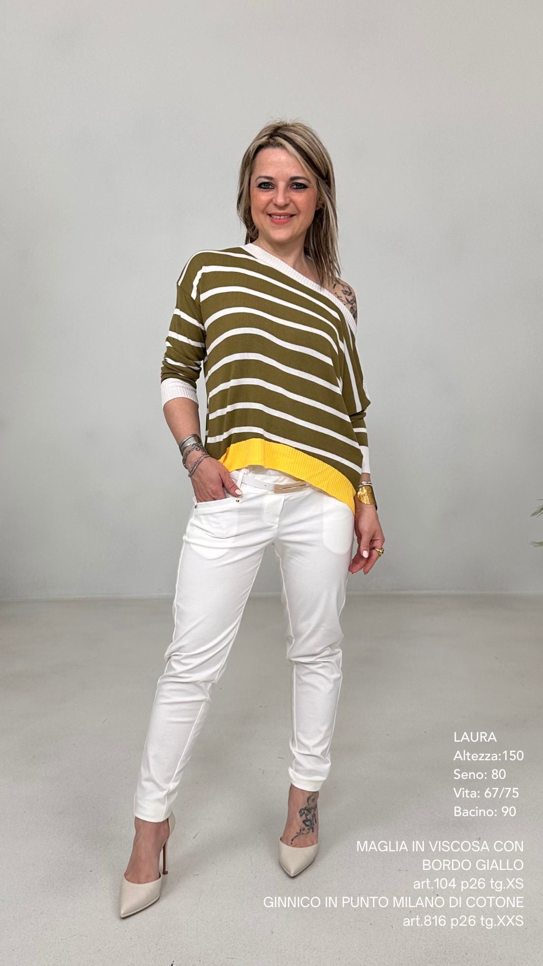 MAGLIA IN VISCOSA CON BORDO GIALLO