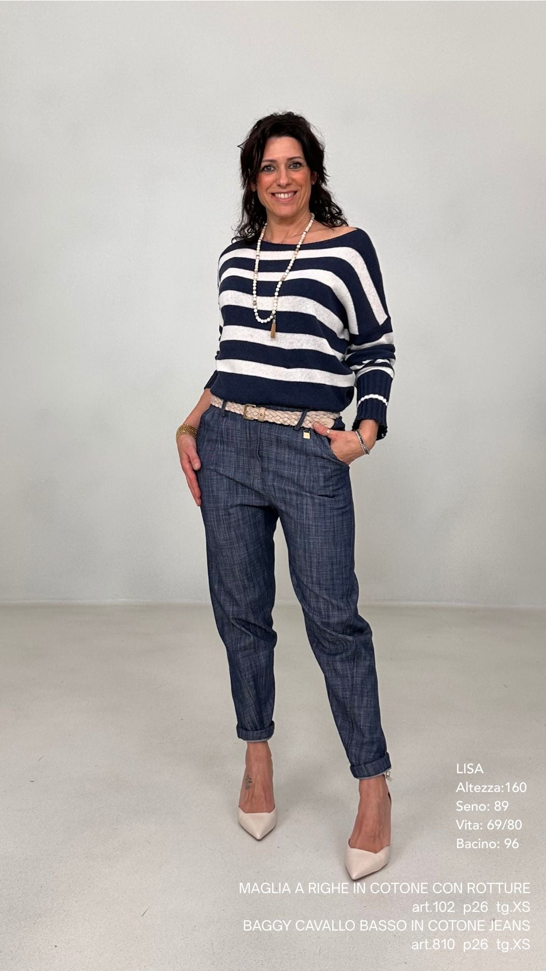 MAGLIA A RIGHE IN COTONE CON ROTTURE
